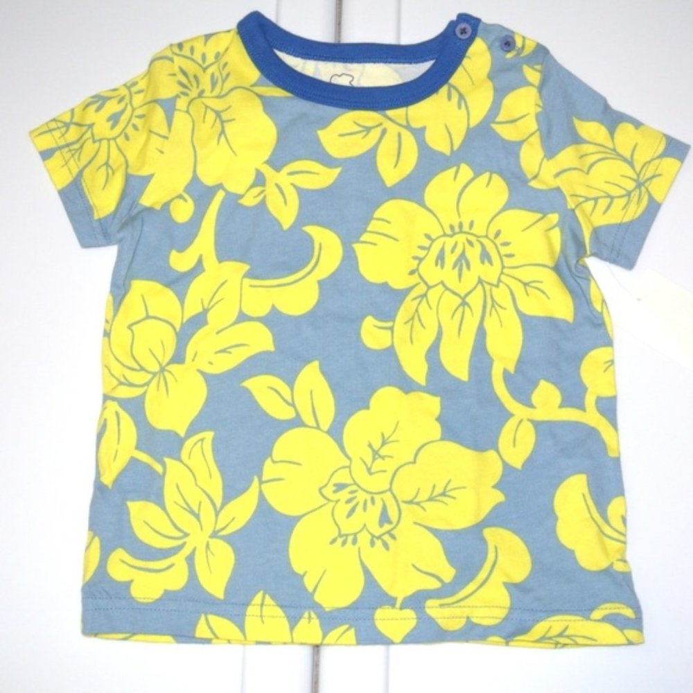 Boden 1‎ 1/2 -2 years boys blue flowers NWT